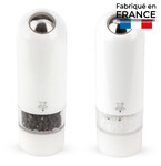 Set de 2 moulins a sel et a poivre electriques Alaska Blanc 17 cm